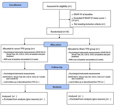 Evaluating the efficacy and safety of transcranial pulse stimulation on adolescents with attention deficit hyperactivity disorder: Study protocol of a pilot randomized, double-blind, sham-controlled trial